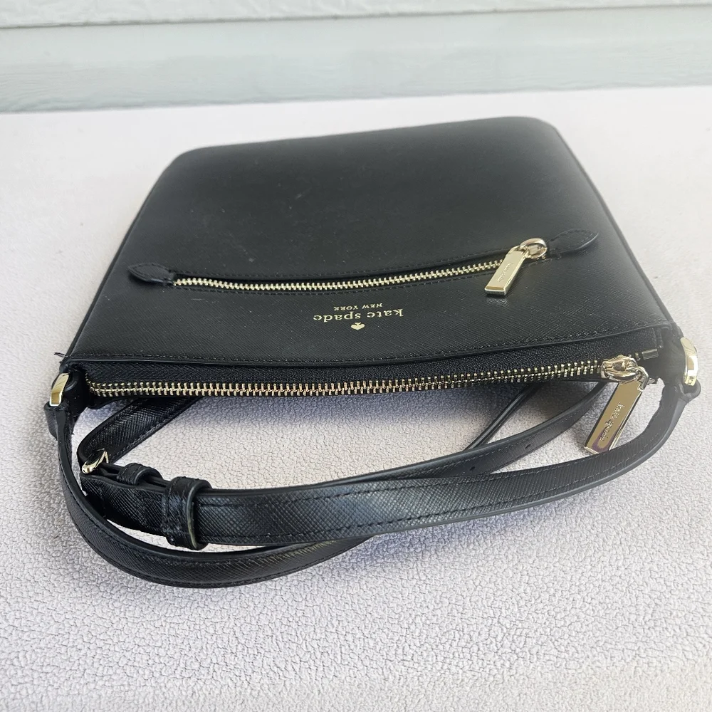 Kate Spade Sadie North South Crossbody Purse Black Leather Square